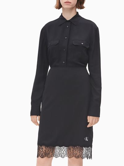 Calvin Klein Ruhák HU910258 | Calvin Klein Drapy Twill Utility Női Ing Fekete